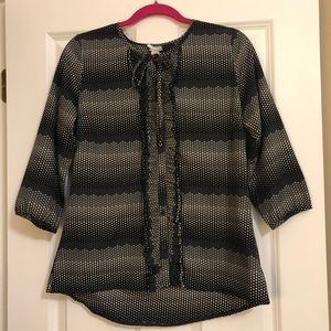 Polka-dot three-quarter sleeve blouse